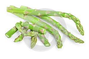 Fresh cut sprouts of asparagus isolated on white background