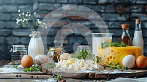 The fresh dairy ingredients.AI generated image