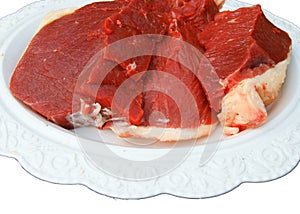 Fresh damp meat on plate