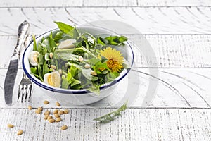 Fresh dandelion salad