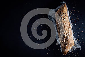 Fresh dark baguette.