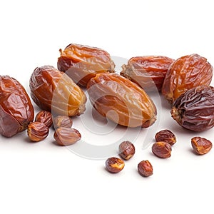 Fresh dates over white background