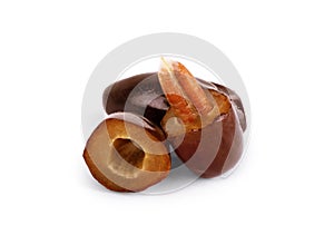 Fresh dates over white background