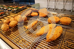 Fresh deep fried japanese food in chinese street market