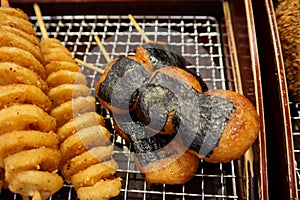 Fresh deep fried  japanese street food in Osaka
