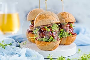 Fresh delicious burgers in Form of Football soccer