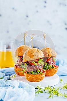 Fresh delicious burgers in Form of Football soccer