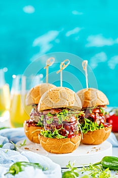 Fresh delicious burgers in Form of Football soccer