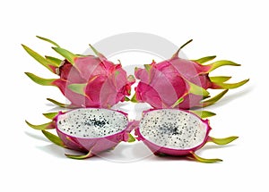 Fresh and delicious dragon fruits Pitahaya isolated in white background