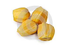 Fresh delicious four flesh of jackfruit isolated on clean white