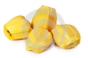 Fresh delicious four flesh of jackfruit isolated on clean white