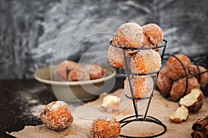 Fresh delicious homemade ball doughnuts