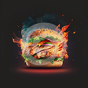 fresh delicious juicy burger hot and fresh