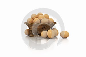 Fresh and delicious organic eggs in a basket