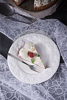 Fresh and delicious raspberry cream pie