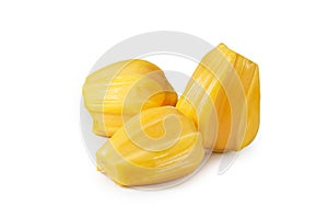 Fresh delicious three flesh of jackfruit isolated on clean white