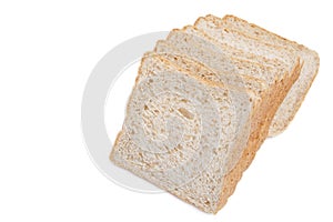 Fresh delicious whole wheat bread isolated on a white background