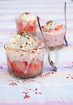 Fresh dessert with mascarpone and whipped cream