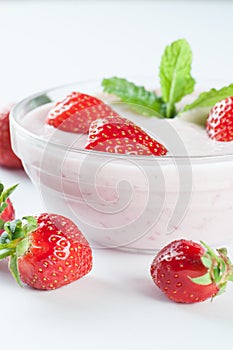 Fresh dessert with strawberrys and mint