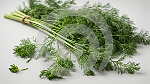 Fresh dill bunch on a white background, isolated.