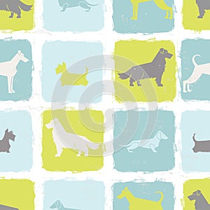 Fresh dog breeds silhouettes seamless pattern