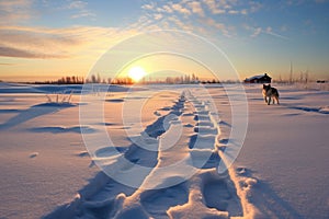 fresh dog tracks in the snow