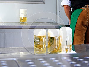 Fresh draft three liters beer at Oktoberfest