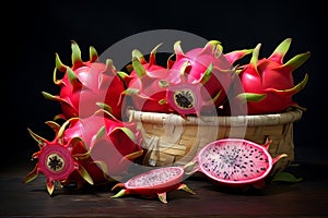 Fresh Dragon fruits isolated on a basket