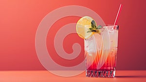 Fresh Drink With Lemon Slice on Rim