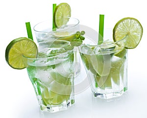 Fresh drink with lime and mint