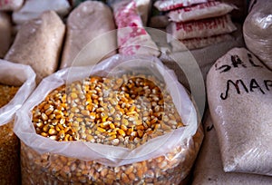 Fresh dry corn at a market