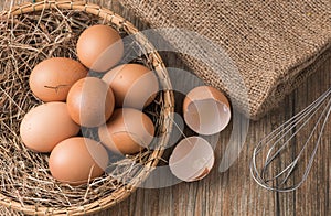 Fresh egg in basket