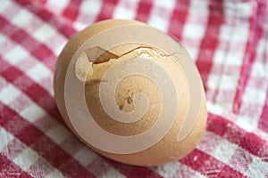 Fresh egg with broken shell