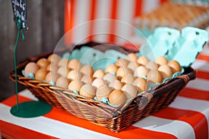 Fresh eggs on agricultural market