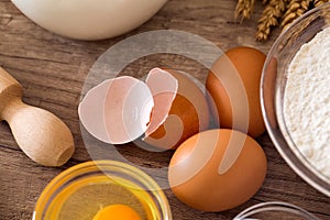 Fresh eggs for baking ingredients