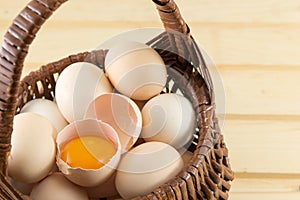 Fresh eggs in a basket