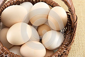 Fresh eggs in a basket