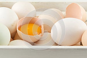 Fresh eggs in a basket