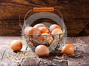 Fresh eggs in a basket