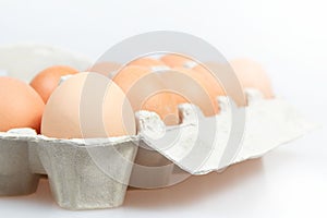 Fresh eggs in carton box