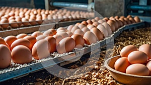 Fresh eggs at the factory