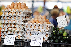 Fresh eggs at farmers market