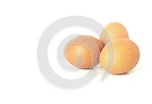 Fresh eggs are isolated on white background