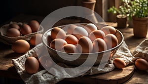 Fresh eggs in a plate the kitchen natural rustic composition organic