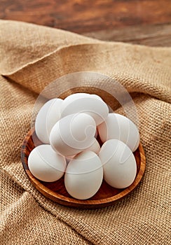 Fresh eggs on tray