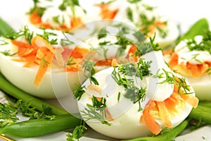 Fresh eggs and vegetables