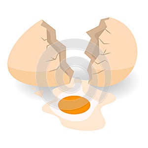 Fresh eggshell icon, isometric style