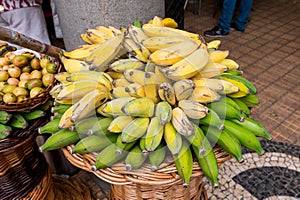 Fresh exotic fruits in Mercado Dos Lavradores. Funchal, Madeira, Portugal