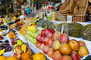 Fresh exotic fruits in Mercado Dos Lavradores. Funchal, Madeira, Portugal photo
