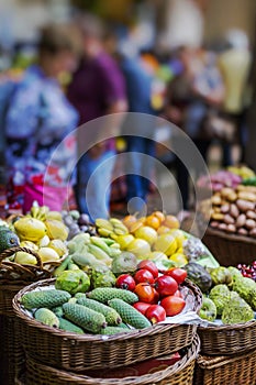 Fresh exotic fruits in Mercado Dos Lavradores.Madeira Island, Po